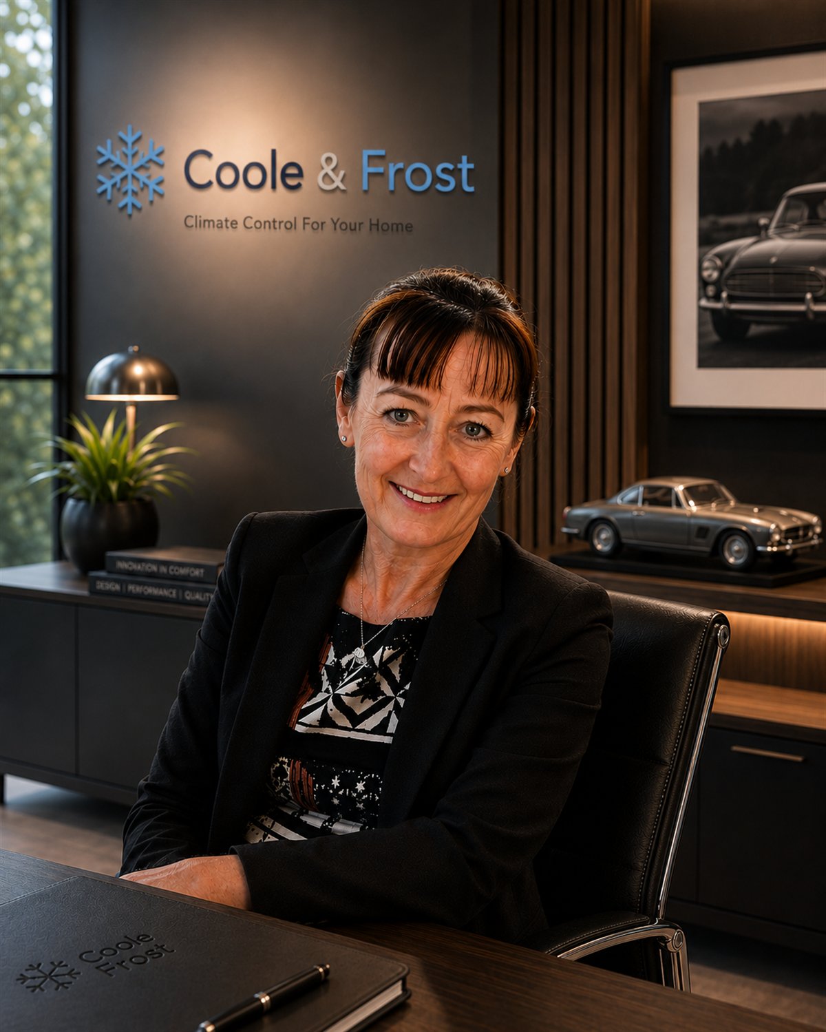 Julie Doherty, founder of Coole & Frost, at her desk
